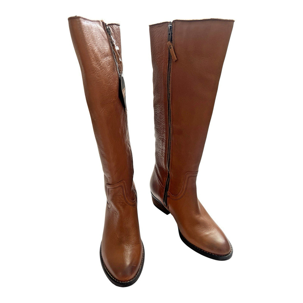 Harley Davidson Lorene Tan Leather Riding Boots Womens 8.5 Tall Western Moto